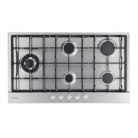 Omega 90cm 5 Burner Gas Cooktop - Stainless Steel OCG95XTGG