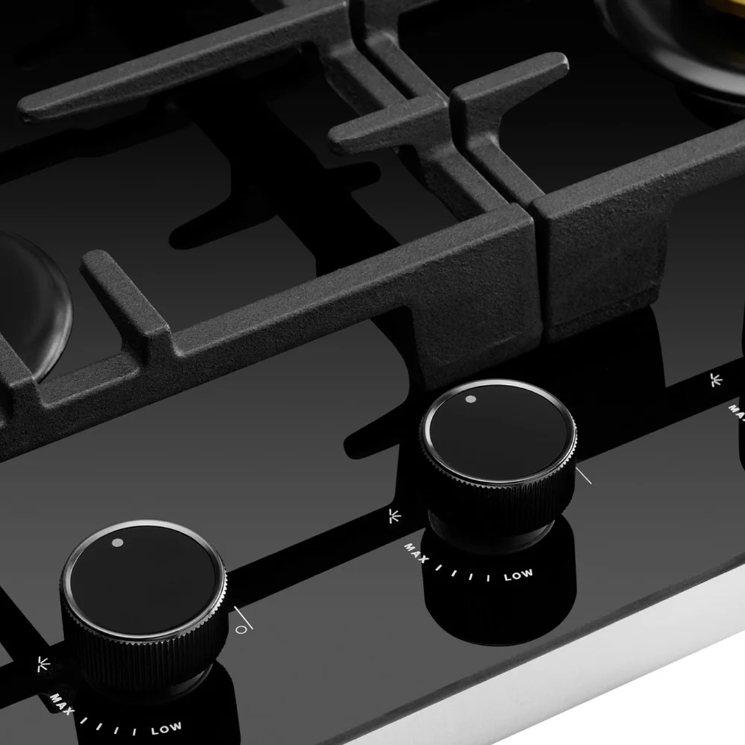 Omega 60cm 4 Burner Gas Cooktop - Ceramic Black Glass OCGG604WB