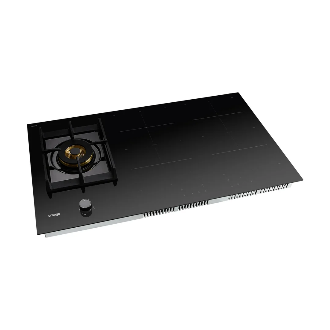 Omega 90cm Hybrid 5 Zone Cooktop Gas & Induction - Black Ceramic Glass - OCIG905B