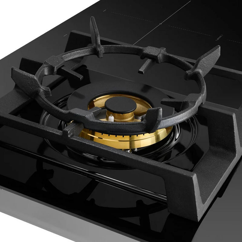 Omega 90cm Hybrid 5 Zone Cooktop Gas & Induction - Black Ceramic Glass