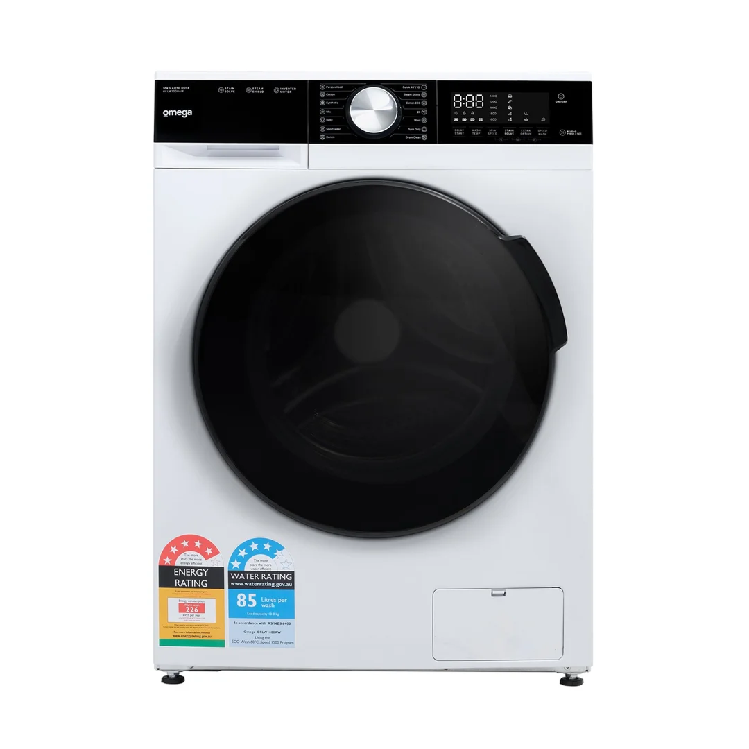 Omega 10kg Auto Dose Front Load Washing Machine - OFLW1000AW
