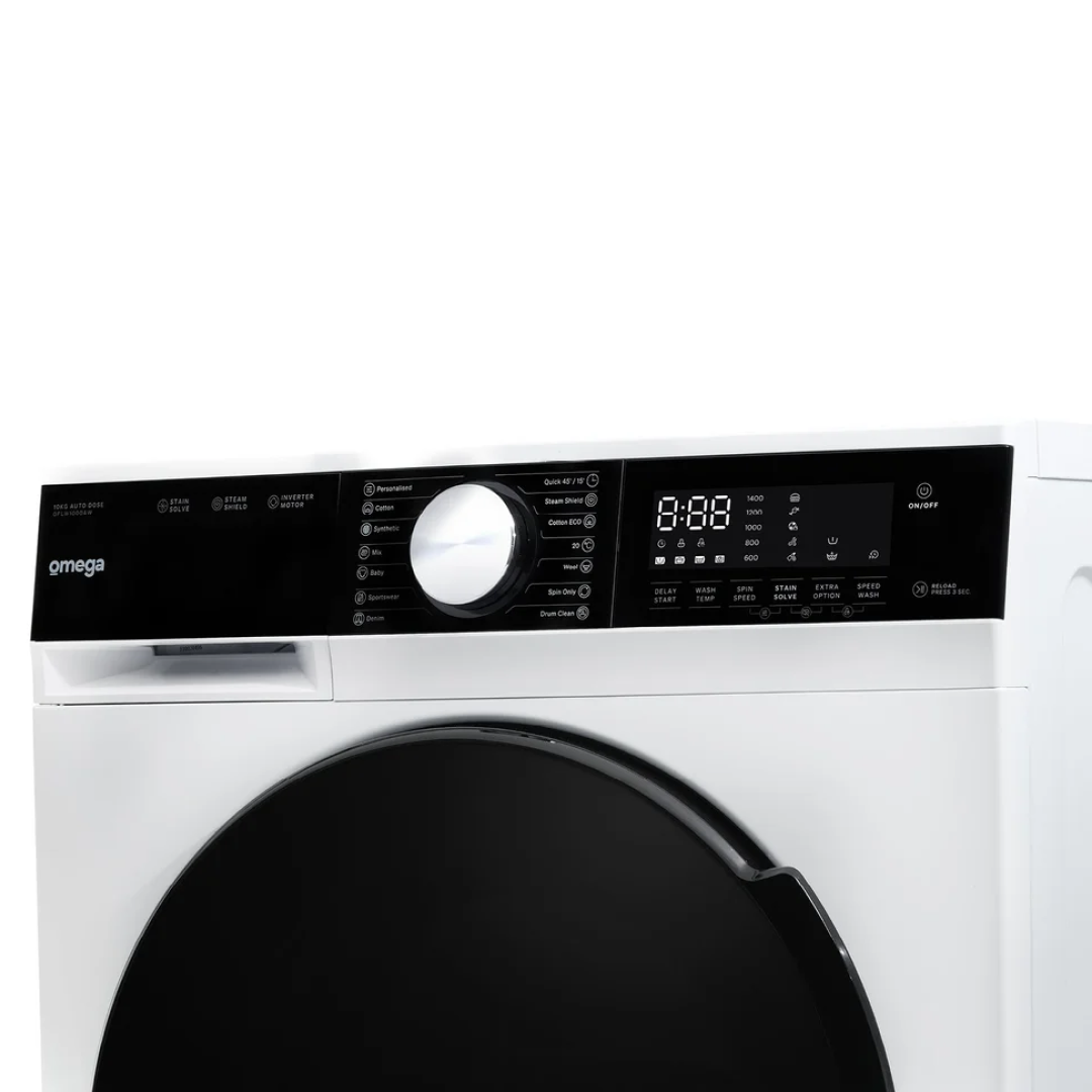 Omega 10kg Auto Dose Front Load Washing Machine - OFLW1000AW