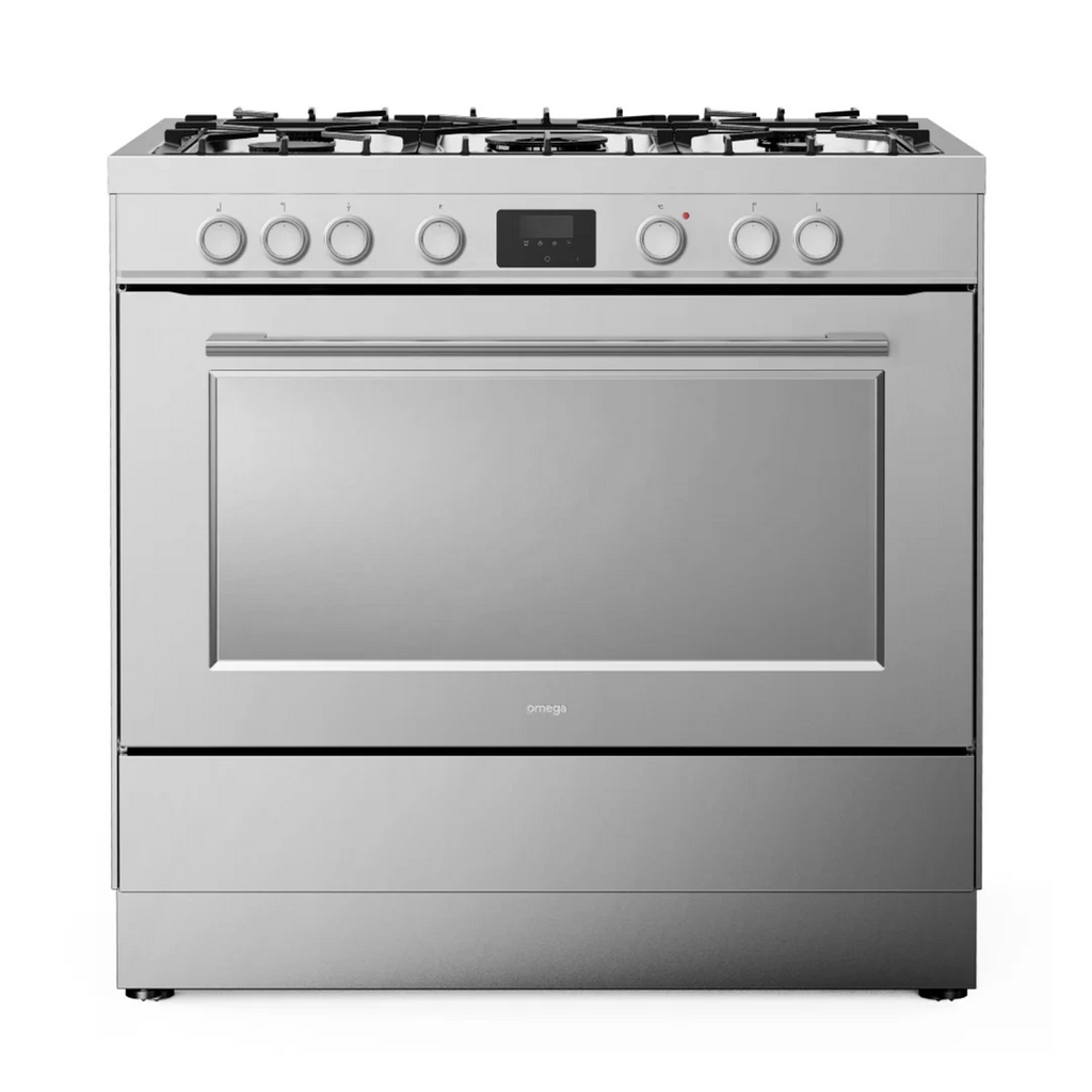 Omega 90cm Freestanding 10 Function Dual Fuel Cooker - Moonlight Silver OFOGC9010X