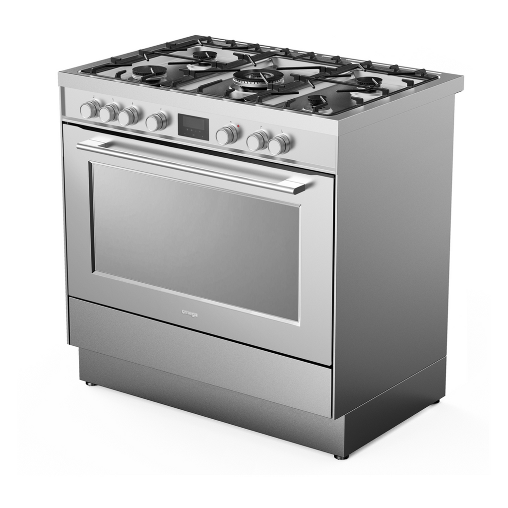 Omega 90cm Freestanding 10 Function Dual Fuel Cooker - Moonlight Silver OFOGC9010X