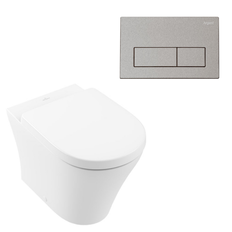 Villeroy & Boch O.Novo 2.0 Wall Faced Toilet Package incl/Argent 80 Cistern & Argent Plate