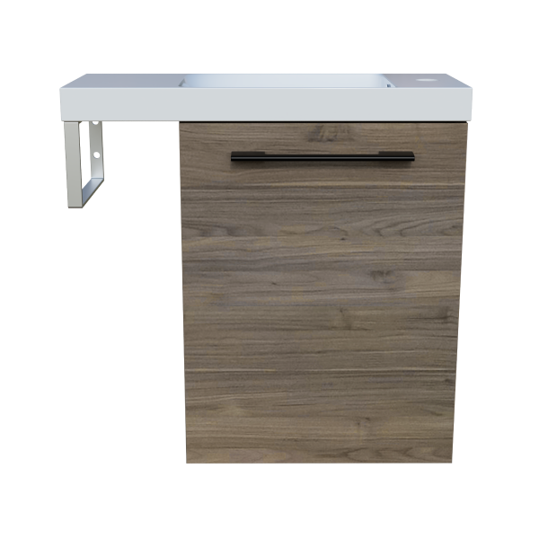Timberline Oscar Wall Hung Vanity with Top & Basin 550mm Top - Right Offset