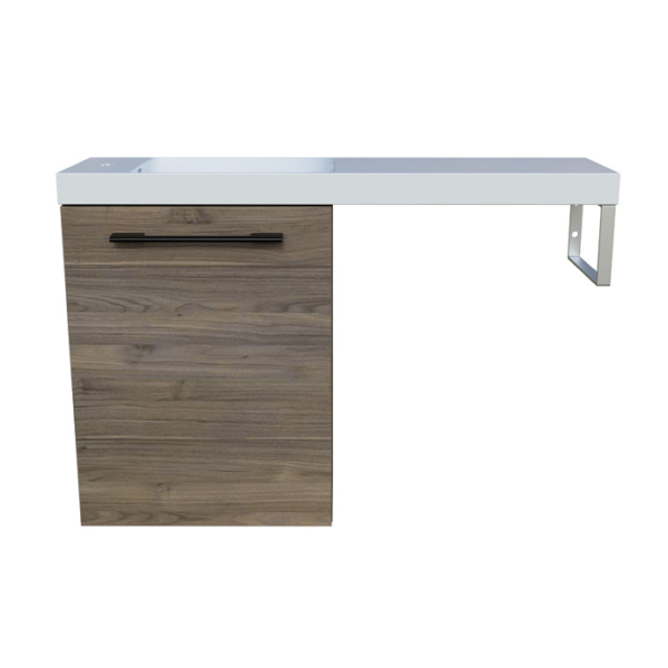 Timberline Oscar Wall Hung Vanity with Top & Basin 800mm Top - Left Offset
