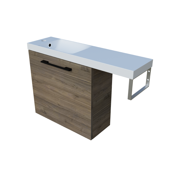 Timberline Oscar Wall Hung Vanity with Top & Basin 800mm Top - Left Offset