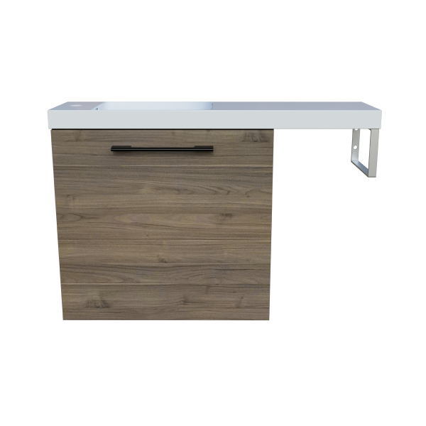 Timberline Oscar Wall Hung Vanity with Top & Basin 800mm Top - Left Offset