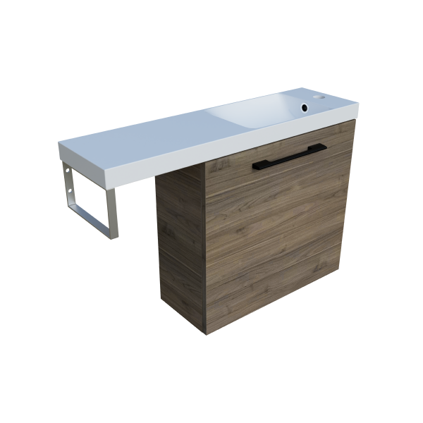 Timberline Oscar Wall Hung Vanity with Top & Basin 800mm Top - Right Offset