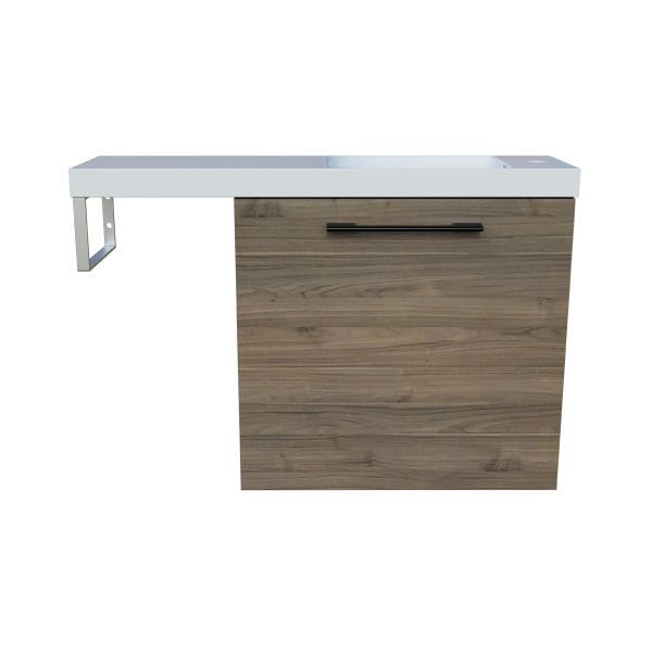 Timberline Oscar Wall Hung Vanity with Top & Basin 800mm Top - Right Offset