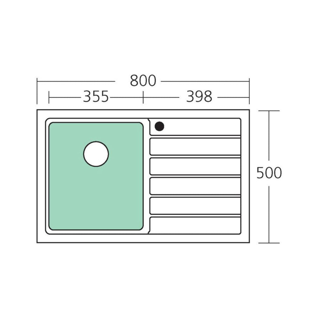 Oliveri Apollo Left Hand Single Bowl Sink & Drainer AP1421
