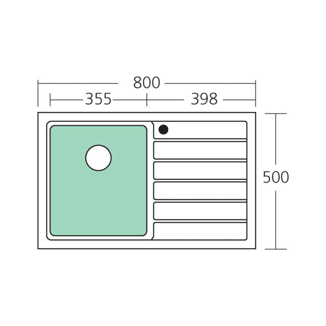 Oliveri Apollo Left Hand Single Bowl Sink & Drainer AP1421