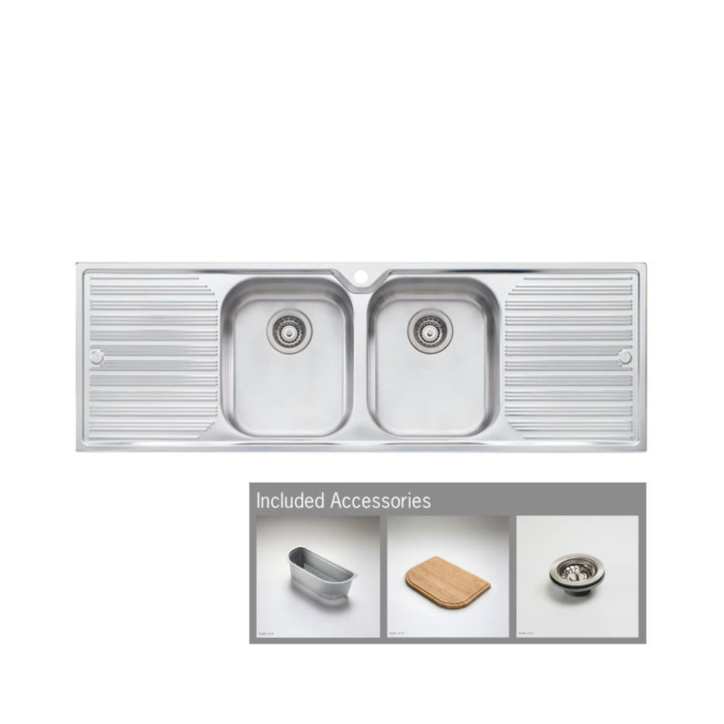 Oliveri Diaz Double Bowl Inset Sink & Double Drainer DZ153 - DZ153 1TH