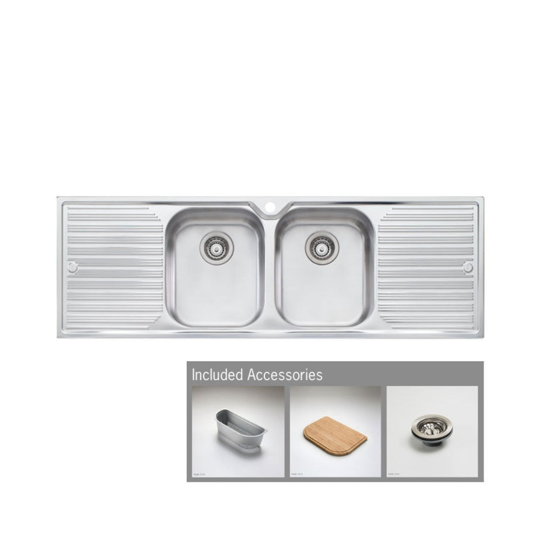 Oliveri Diaz Double Bowl Inset Sink & Double Drainer DZ153 - DZ153 1TH