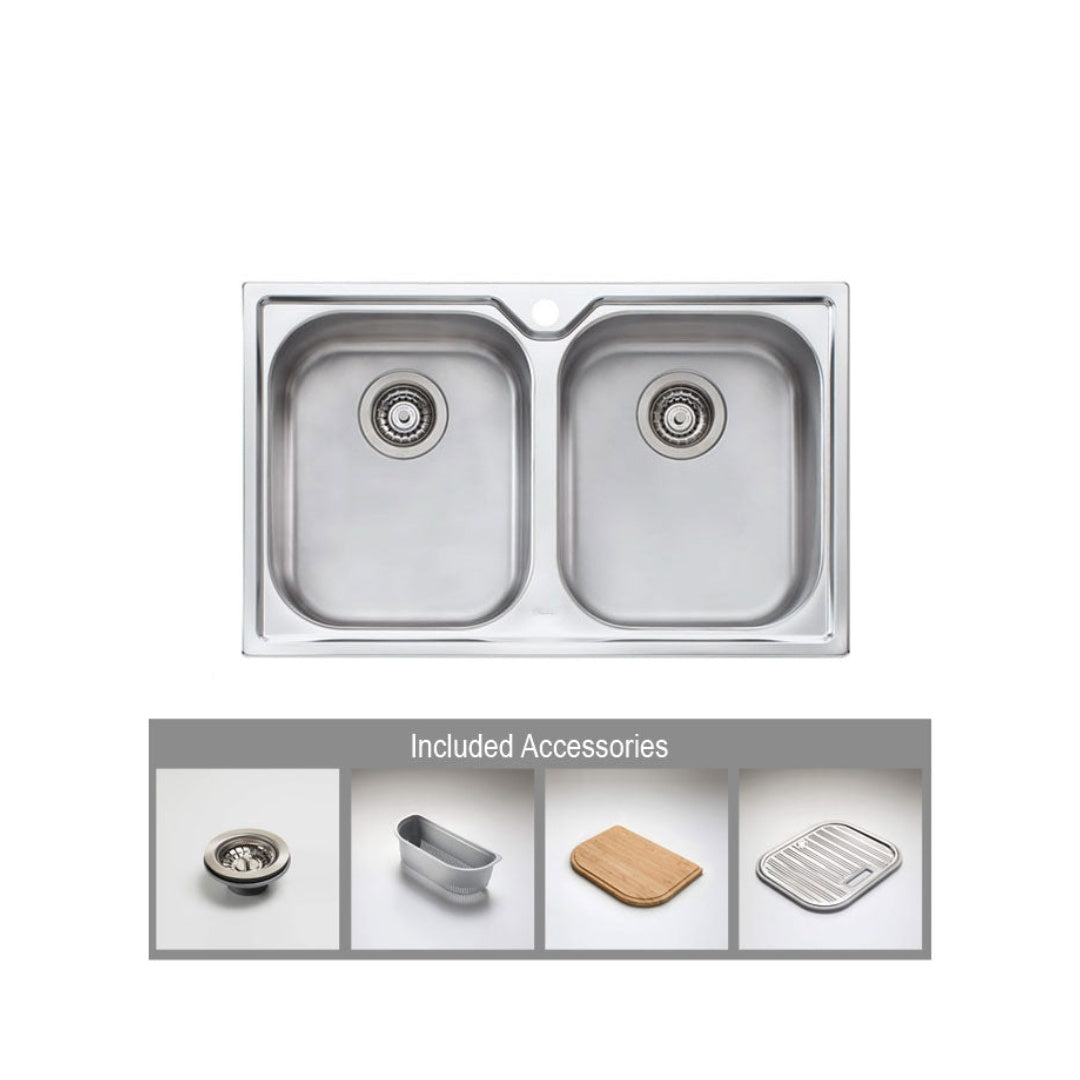 Oliveri Diaz Double Bowl Topmount Sink DZ163 - DZ163 1TH