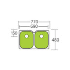 Oliveri Diaz Double Bowl Undermount Sink DZ10U