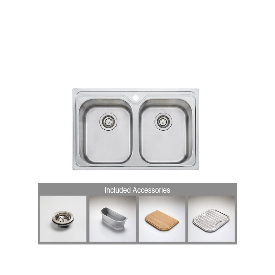 Oliveri Diaz Double Bowl Universal Sink | DZ23TU - DZ23TU 1TH