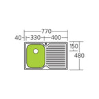 Oliveri Diaz Left Hand Single Bowl Sink & Drainer DZ121 - DZ121 1TH