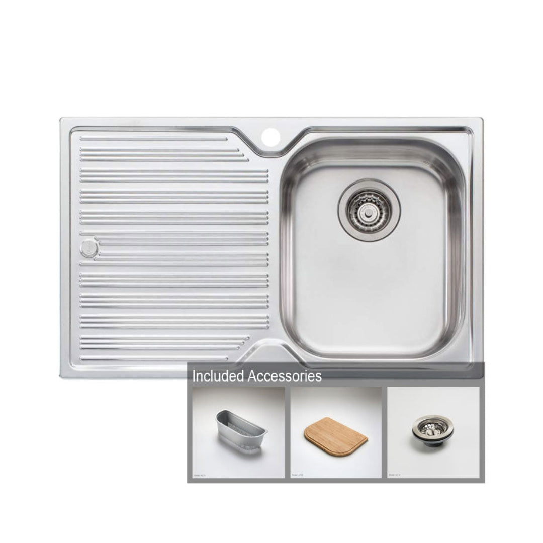 Oliveri Diaz Single Right Hand Bowl Sink With Drainer DZ122 - DZ122 1TH
