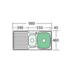 Oliveri Endeavour 1 & 1-2 Right Hand Bowl Sink With Drainer EE02 - EE02 1TH