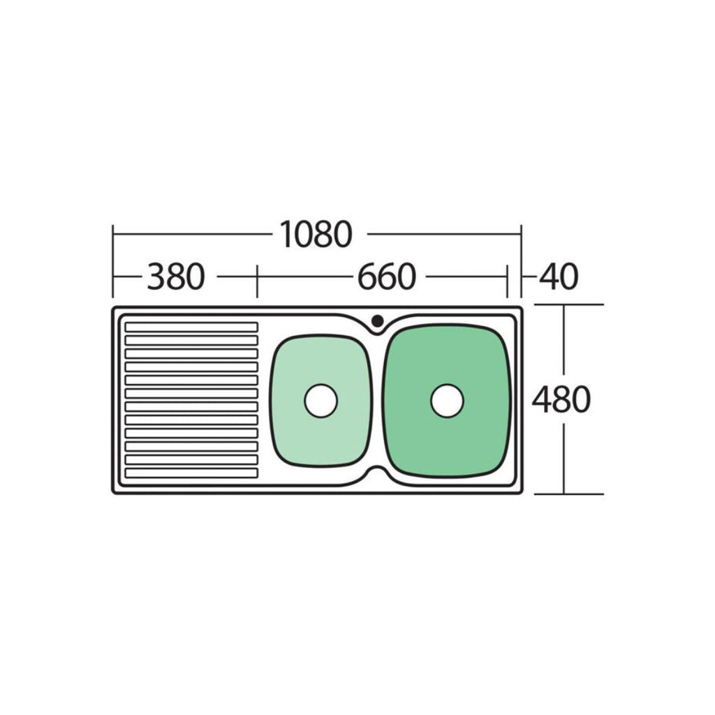 Oliveri Endeavour 1 & 3-4 Right Hand Inset Sink With Drainer EE12 - EE12 1TH