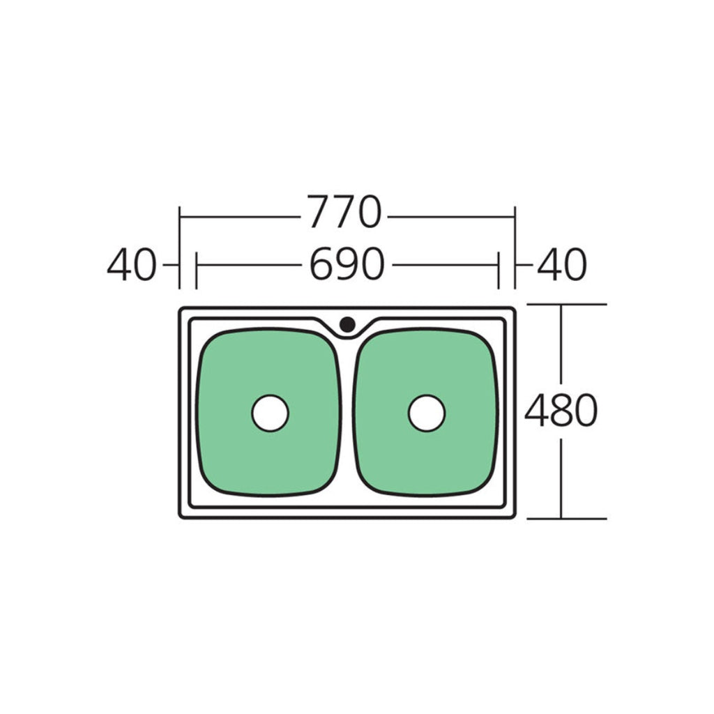 Oliveri Endeavour Double Bowl Topmount Sink EE64 - EE64 1TH