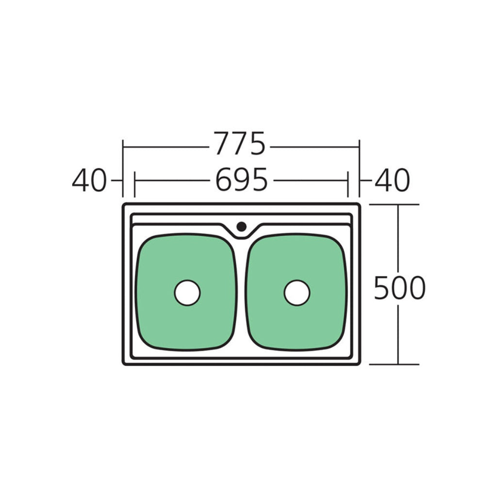 Oliveri Endeavour Double Bowl Universal Sink | EE23TU - EE23TU 1TH
