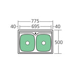 Oliveri Endeavour Double Bowl Universal Sink | EE23TU - EE23TU 1TH