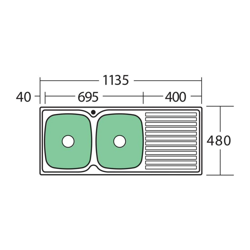 Oliveri Endeavour Double Left Bowl Sink With Drainer EE71 - EE71 1TH
