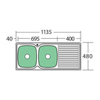 Oliveri Endeavour Double Left Bowl Sink With Drainer EE71 - EE71 1TH