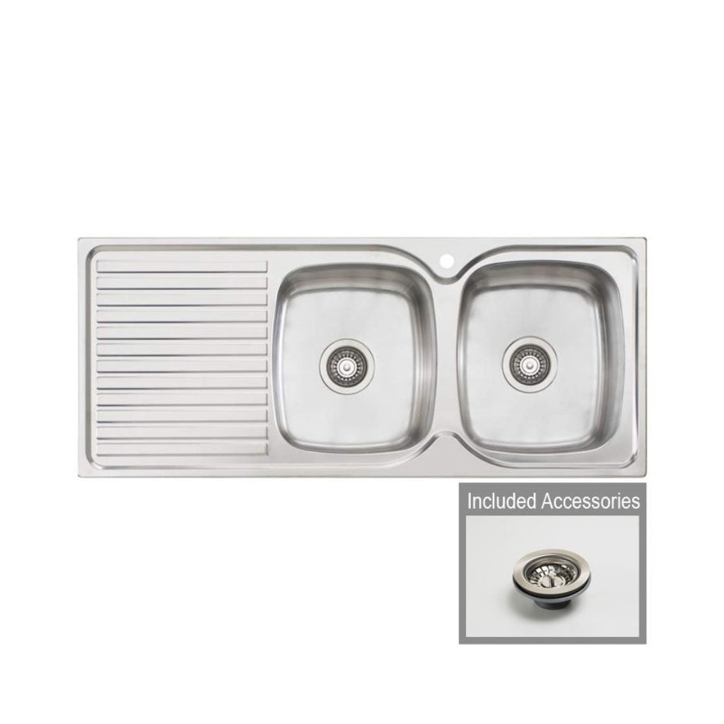 Oliveri Endeavour Double Right Bowl Sink With Drainer EE72 - EE72 1TH