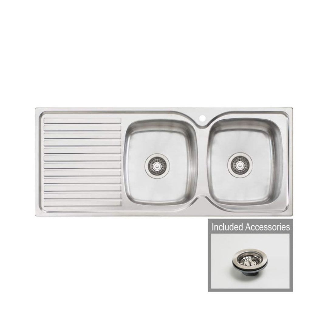 Oliveri Endeavour Double Right Bowl Sink With Drainer EE72 - EE72 1TH