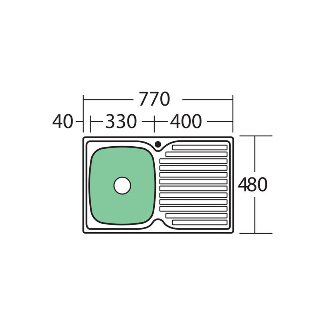 Oliveri Endeavour Left Hand Single Bowl Sink & Drainer EE21 - EE21 1TH