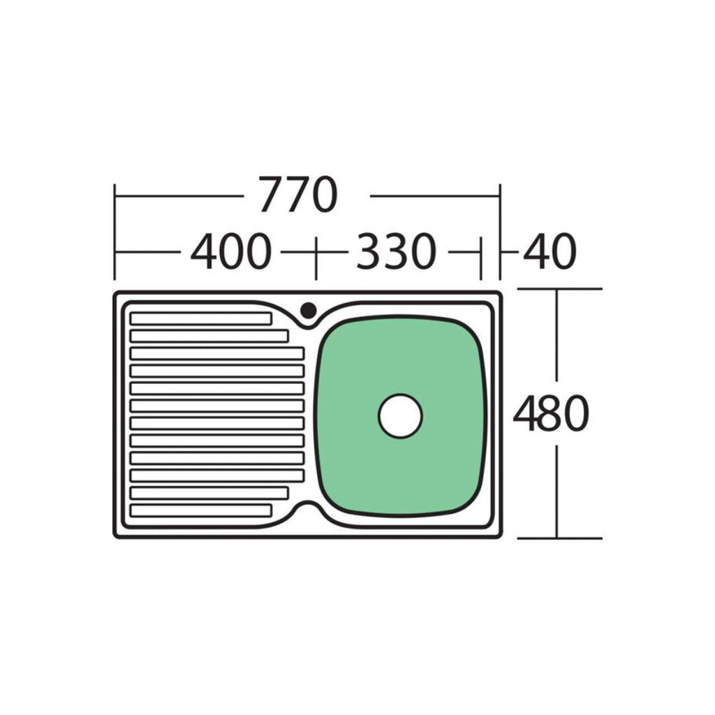 Oliveri Endeavour Right Single Bowl Sink With Drainer EE22 - EE22 1TH