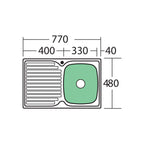 Oliveri Endeavour Right Single Bowl Sink With Drainer EE22 - EE22 1TH