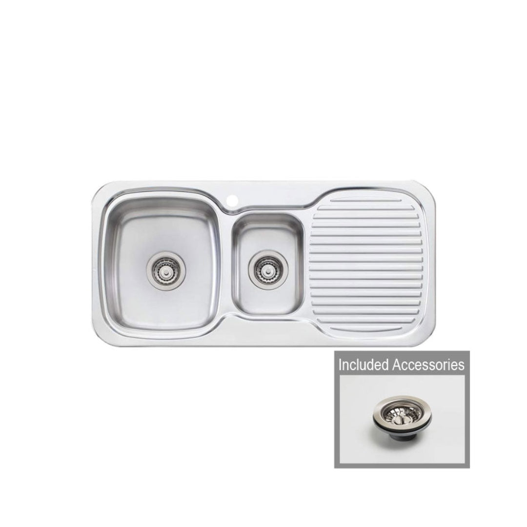 Oliveri LakeLand 1 & 1-2 Left Bowl Sink With Drainer | LL126