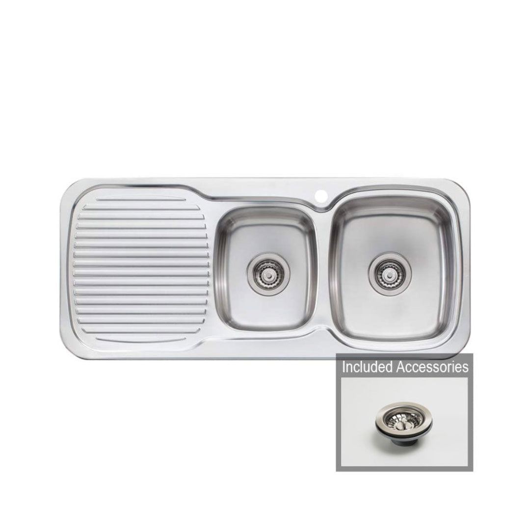 Oliveri LakeLand 1 & 3-4 Right Bowl Sink With Drainer LL137