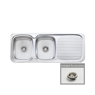 Oliveri LakeLand Left Hand Double Bowl Sink & Drainer LL156