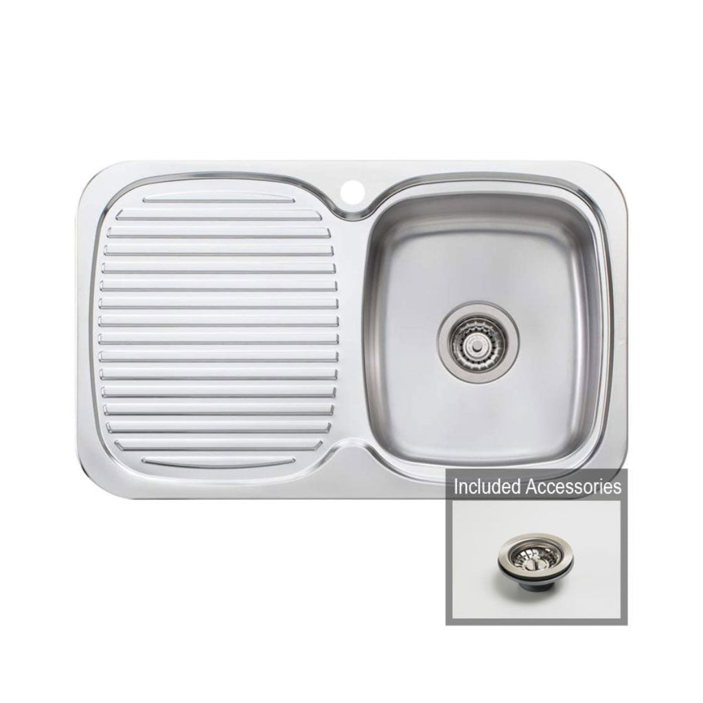 Oliveri LakeLand Single Right Bowl Sink With Drainer LL117