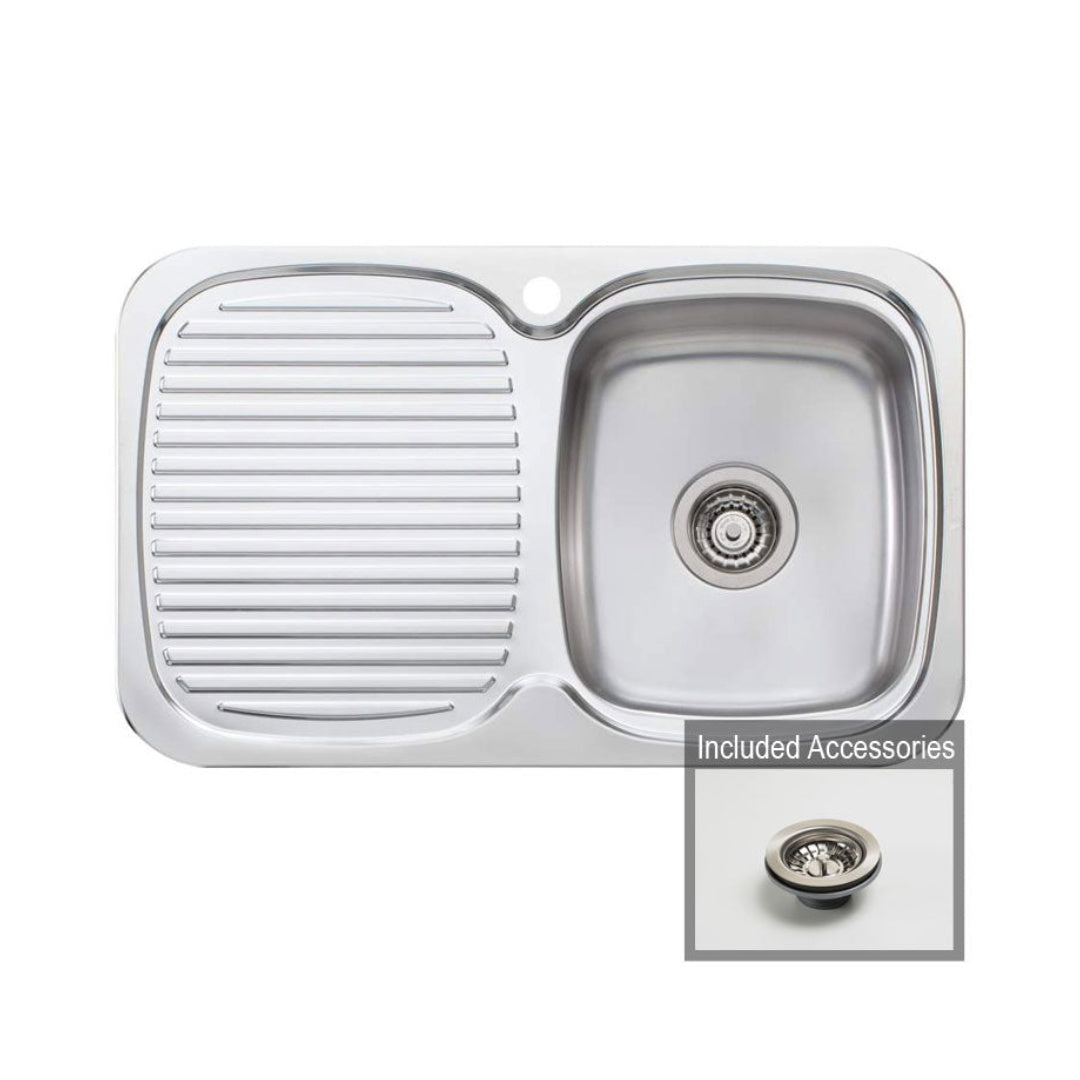 Oliveri LakeLand Single Right Bowl Sink With Drainer LL117