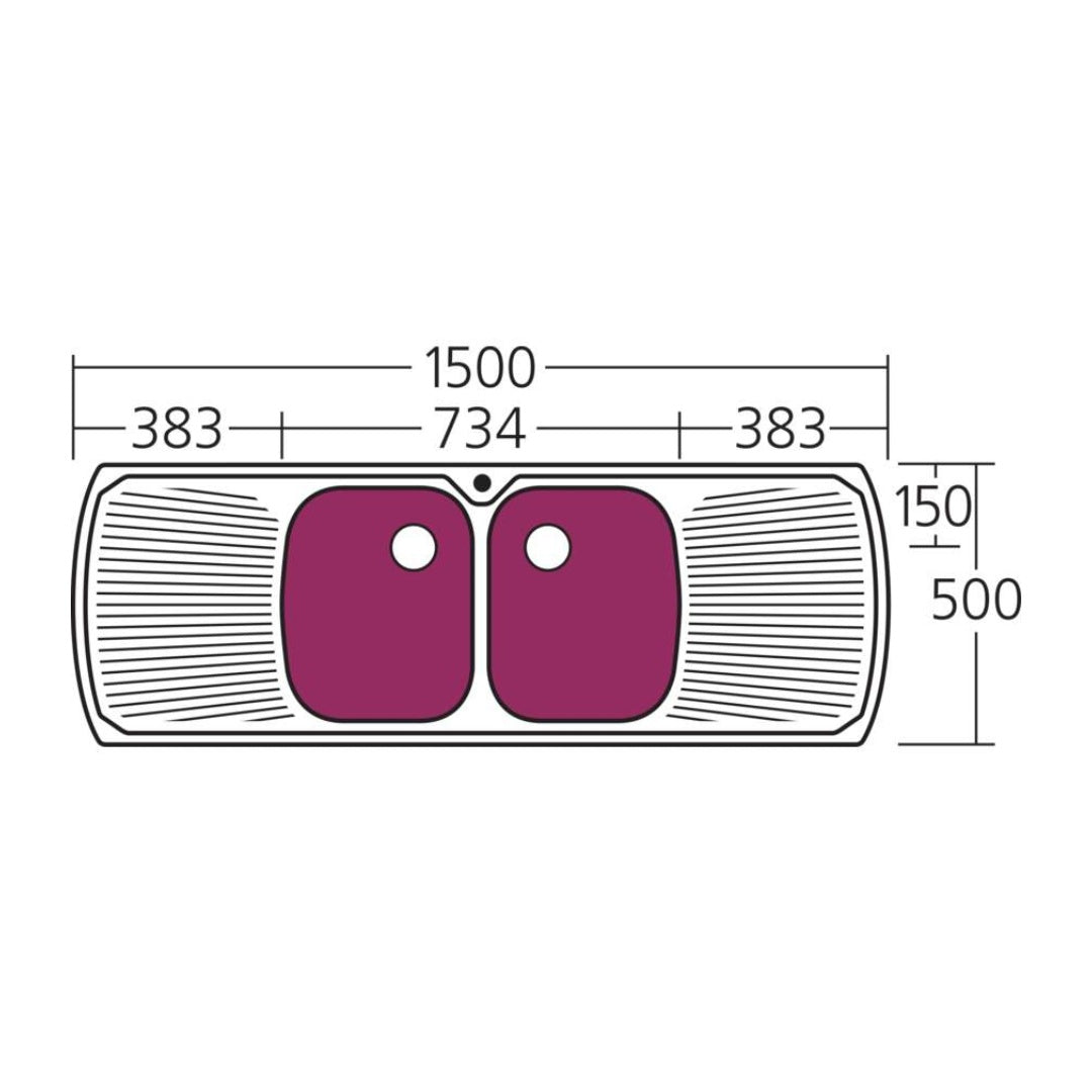 Oliveri Monet Double Bowl Topmount Sink with Double Drainer - MO753 - MO753 1TH