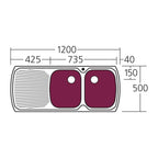 Oliveri Monet Double Bowl Topmount Sink with Drainer - MO771 - MO771 1TH