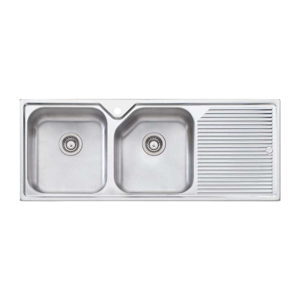 Oliveri Nu Petite Double Bowl Topmount Sink With Drainer NP671