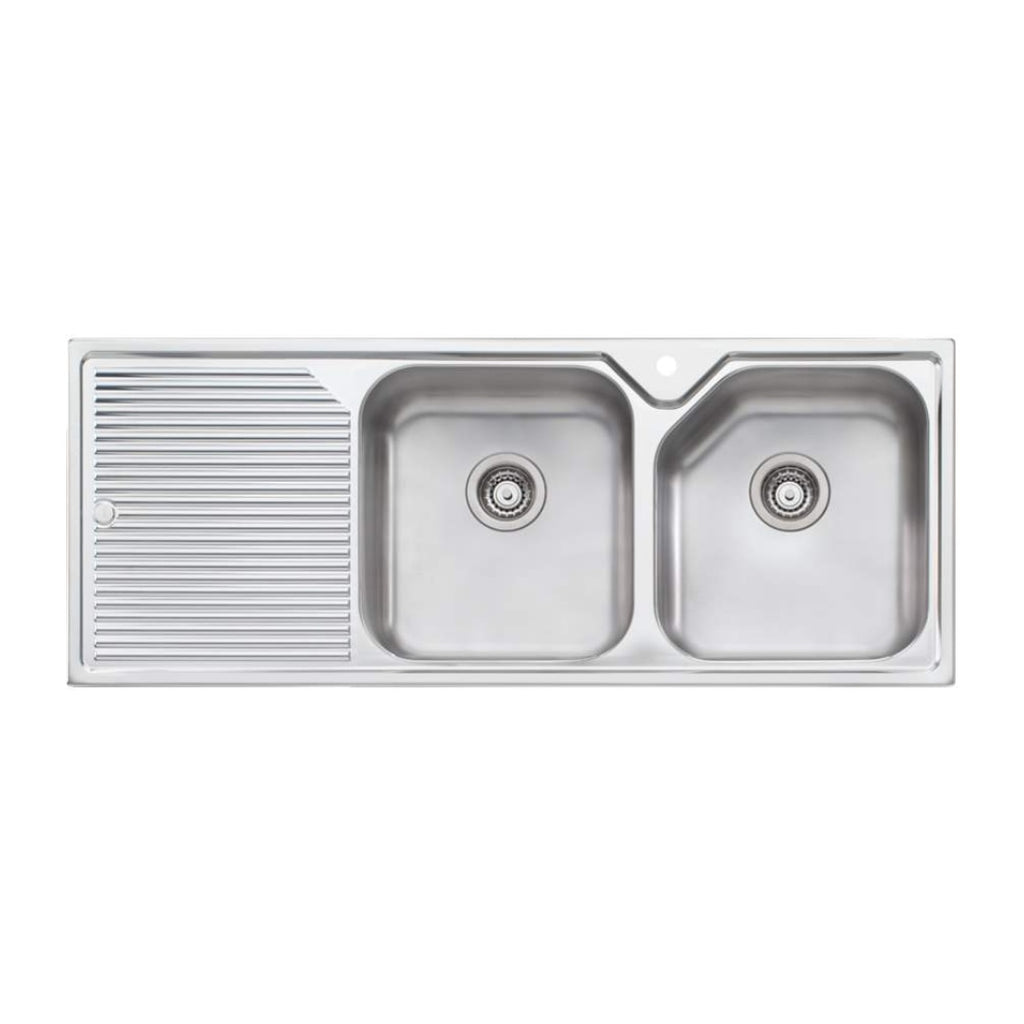 Oliveri Nu-Petite Double Bowl Topmount Sink With Drainer - NP671 - NP671 1TH
