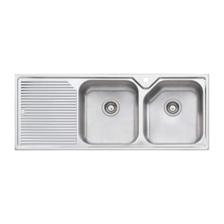Oliveri Nu-Petite Double Bowl Topmount Sink With Drainer - NP672 1 Tap Hole - NP672 1TH