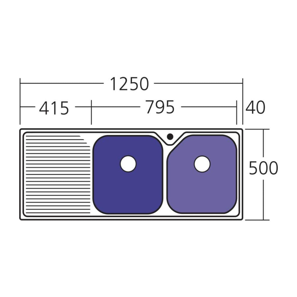 Oliveri Nu-Petite Double Bowl Topmount Sink With Drainer - NP671 - NP671 1TH