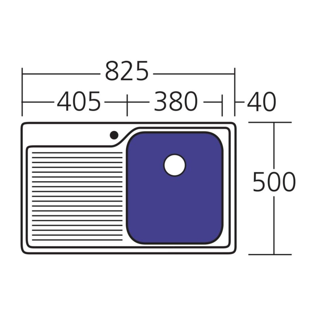 Oliveri Nu-Petite Single Bowl Topmount Sink With Drainer - NP621 - NP621 1TH