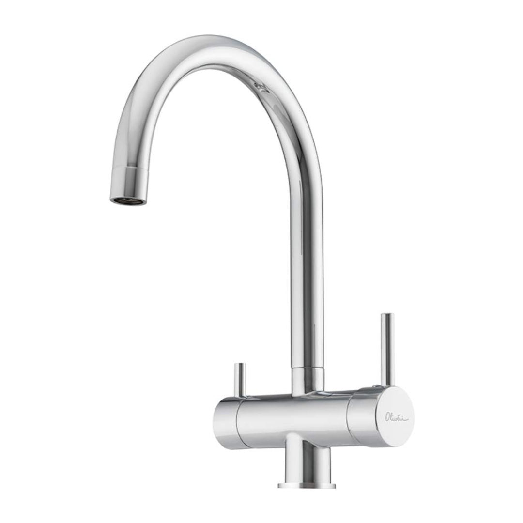 Oliveri Essentials Round Gooseneck 3 Way Filter Tap + FS7005 Filter - Chrome - FT3EGN + FS7005