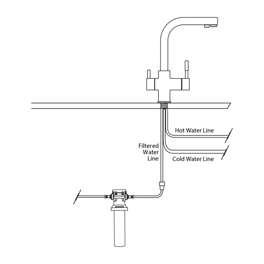 Oliveri Essentials Round Gooseneck 3 Way Filter Tap + FS7005 Filter - Chrome - FT3EGN + FS7005